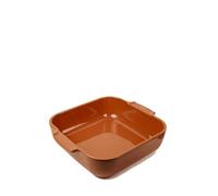 PEUGEOT - Plat Four En Céramique Carré - 28 cm (anses comprises) x 23,7 cm x 7,2 cm - Contenance : 2,7 L - Garanti 10 Ans - Fabrication Française - Coloris Terracotta