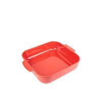PEUGEOT - Plat Four En Céramique Carré - 36 cm (anses comprises) x 31 cm x 8,2 cm - Contenance : 5,4 L - Garanti 10 Ans - Fabrication Française - Coloris Rouge