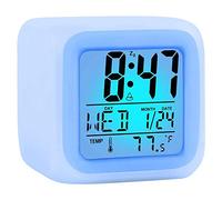 Peukerty Horloge de chevet numérique pour chambre à coucher, bureau, affichage heure/date, veilleuse LED avec fonction snooze