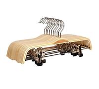 Peukerty Lot de 10 cintres en bois avec pinces antirouille