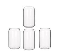 Peukerty Lot de 4 tasses en verre en de canette pour , lait, bière, dessert, cola, 400 ml