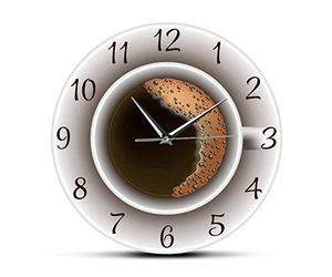 Peukerty Tasse de Café avec Mousse DéCorative Silencieuse Horloge Murale Cuisine DéCor Café Horlogerie Café Style Montre Murale