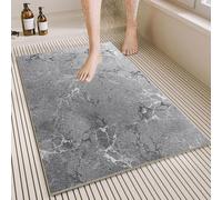 Pevfeciy Tapis de Douche 50X50 cm Tapis Douche antidérapant Motif de marbre Gris en PVC Doux et Confortable avec Trous de Drainage sans Ventouse adapté aux Zones humides
