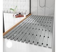 Pevfeciy Tapis de Douche antidérapant 60x90 cm / 2 kg caillebotis de Douche TPE Caillebotis Douche Drainage Automatique Lavable en Machine,Gris,L