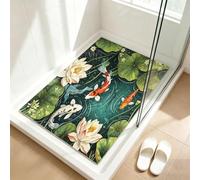 Pevfeciy Tapis Douche Antidérapant 50X50 cm Tapis de Douche Motif Lotus en PVC Doux et Confortable, Haute perméabilité à l'eau pour Salle de Bain Baignoire