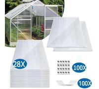 Peviasot, 28 pièces de panneaux alvéolaires en polycarbonate, plaques de remplacement pour serre de jardin, dimensions 1210x605x4 mm, surface d'environ 20,5 m², panneau à double paroi, panneau alvéola