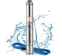 Peviasot 370 W / 0,5 ch Pompe pour puits profonds Pompe de puits 4 pouces jusqu'à 4 000 l/h Résistante au sable Pompe submersible Pompe à eau en acier inoxydable Pompe de jardin