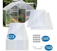 Peviasot, 42 pièces de panneaux en polycarbonate à double paroi, plaques de remplacement pour serre de jardin, dimensions 1210x605x4 mm, surface d'environ 30,75 m², panneaux à double paroi, panneaux p