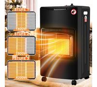 Peviasot : Chauffage mobile à gaz, 4,2 kW, pliable, radiateur à gaz infrarouge pour GPL, allumage piézoélectrique, 5 roulettes, ensemble européen