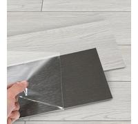 Peviasot Lot de 36 revêtements de sol en PVC autocollant - 5 m² - Antidérapant et imperméable - 91,44 x 15,24 cm - Épaisseur : 2 mm - Résistant à l'usure - Pour salon, cuisine - Gris fumé