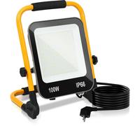 Peviasot, lot de 5 projecteurs LED pour chantier, avec trépied, 6000K, 100W, lampe de travail réglable, idéale pour les chantiers, les ateliers, les garages et les espaces extérieurs