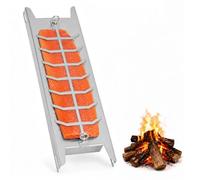 Peviasot Planche à saumon flamme en acier inoxydable, 59,5 cm, support à poisson, rotatif à 180° et réglable sur 5 positions, accessoire de barbecue pour brasero, barbecue sphérique et barbecue