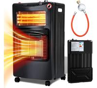 Peviasot : Radiateur infrarouge à gaz et électrique, 4200 W (gaz) + 1200 W (électrique), 3 niveaux de puissance, inclinable, mobile, avec régulateur et tuyau