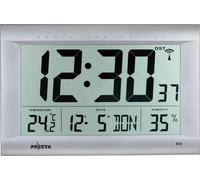 PEWETA Horloge murale numérique radio DCF77 argent