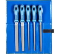 PFERD Assortiment de limes d’atelier en étui PVC enroulable, 5 limes, taille croisée H3, 200 mm, 11800533 - pour les travaux et l’usinage de finition