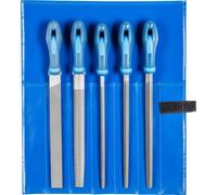 PFERD Assortiment de limes d’atelier en étui PVC enroulable, 5 limes, taille croisée H3, 250 mm, 11800543 - pour les travaux et l’usinage de finition