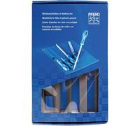 PFERD Assortiment de limes d’atelier en étui PVC enroulable avec carton d’emballage, 5 limes, taille croisée H2, 200 mm, 11801532 - pour travaux universels de dégrossissage et d’usinage de finition