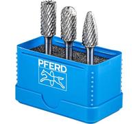 PFERD HM 21901414 Lot de 3 embouts de fraisage à dents rondes Diamètre de la tige 6 mm Diamètre 12 mm Pour utilisation polyvalente sur matériaux les plus importants