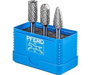 PFERD HM 21901414 Lot de 3 embouts de fraisage à dents rondes Diamètre de la tige 6 mm Diamètre 12 mm Pour utilisation polyvalente sur matériaux les plus importants