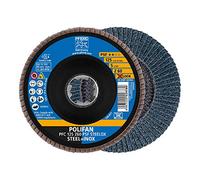PFERD Lot de 10 disques à lamelles Polifan - 125 mm - Z60 - X-LOCK (22,23 mm) - PSF STEELOX - Pour une grande économie grâce à un usinage agressif avec une bonne durée de vie