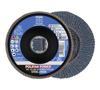 PFERD Lot de 10 disques à lamelles Polifan Power, 125 mm, Z60, X-LOCK (22,23 mm), SG STEELOX, 67786126 - pour une efficacité maximale grâce à une coupe agressive.