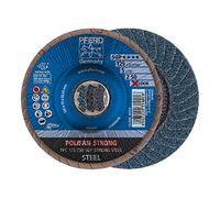 PFERD Lot de 10 disques à lamelles Polifan Strong - 125 mm - Z50 - X-Lock (22,23 mm) - SGP Steel - 67788128 - Pour une meilleure élimination et moins de consommation de disque.