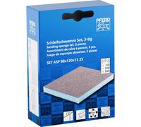 PFERD Lot de 3 éponges abrasives à 4 côtés, 10,2 x 11,4 cm, Grain 60/80/180, oxyde d'aluminium, Multi-Grains pour ponçage Polyvalent (Partie 46407)