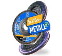 PFERD Polifan 69398192 Lot de 5 disques à lamelles conique PSF STEELOX pour acier et acier inoxydable Ø 125 mm Z 40