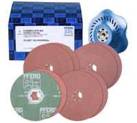 PFERD TOOLS 42098001 SET de disques en fibre de verre COMBICLICK Ø125mm A36, 60, 80, 120 avec plateau de support CC-H-G