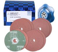 PFERD TOOLS 42098001 SET de disques en fibre de verre COMBICLICK Ø125mm A36, 60, 80, 120 avec plateau de support CC-H-GT pour