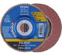PFERD Disque à lamelles A PSF STEELOX D. 125 mm granul. A-40 conique acier/bois corind Quantité:10