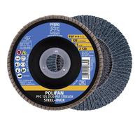 PFERD POLIFAN Rondelle à lamelles PFC 125×22,23 mm conique Z120 STEELOX PSF acier/inox (10)