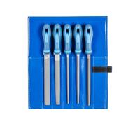 PFERD TOOLS Assortiment de limes d’atelier en étui PVC enroulable, 5 limes, taille croisée H2, 200 mm, 11800532 - pour travaux universels de dégrossissage et d’usinage de finition
