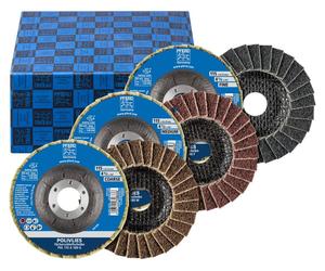 PFERD TOOLS Jeu de disques à lamelles POLIVLIES PVL corindon Ø115mm alésage Ø22,23mm A100,180,280