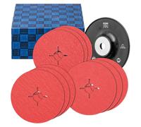 PFERD TOOLS Jeu de disques fibre 10 pces grain céramique 125 mm CO-COOL36,60,80 avec plateau-support HGT acier inoxydable