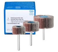 PFERD TOOLS Kit de roues à lamelles Corindon A 80 Ø30x15mm, Ø40x20mm et Ø60x30mm tige-Ø6mm pour le ponçage fin et la finition