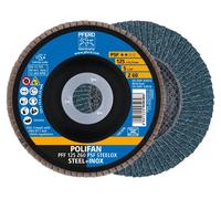 PFERD TOOLS POLIFAN Rondelle à lamelles PFF plate corindon zirconien Ligne universelle PSF STEELOX Acier/acier inoxydable