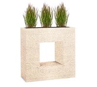 Pflanzwerk® Pot de Fleur Fibre de Verre Vista Antique Sable 66x66x28cm *Jardinière antigel* *Protection UV* *Qualité européenne*