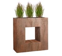 Pflanzwerk® Pot de Fleur Fibre de Verre Vista Rouille Brun 66x66x28cm *Jardinière antigel* *Protection UV* *Qualité européenne*