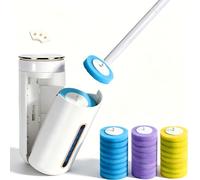 PFSLiang Brosse de Toilette Jetable, Brosse WC Nettoyantes, Brosse de Toilette avec Support, kit de Système de Nettoyage Jetable, Ensemble Brosse WC Murale (Un Support + 24pc éponge de Remplacement)
