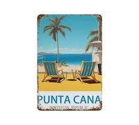 PGCKSK Panneau Métal Vintage，Punta Cana République dominicaine，Fer Plaque Peinture Rétro Décoration Murale Art Mural à Suspendre pour Jardin Cour Maison Café Extérieur Club Bar(20x30cm 8x12 inch-N28