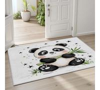 Pggong Tapis Motif Panda Mignon Bambou Étoiles Enfant | Paillasson Animaux Dessin Animé Chinois Doux à Poils Courts, 60x90cm, Lavable, Antidérapant, pour Le Chambre à Coucher