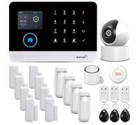 PGST Alarme Maison Sécurité Système,GSM WLAN Tuya Smartlife APP, avec caméra de Surveillance 1080p, capteur de Porte, détecteur de Mouvement,systèmes d'alarme,Fonctionne avec Alexa Google Assistant