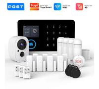 PGST kit sécurité alarme anti intrusion WiFi 4G GSM Works with Tuya Smart Life système sans fil connecté pour maison commerce surveillance mobile installation rapide protection 24h sur 24 2G Kit D