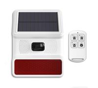 PGST Sirène solaire, sirène d'alarme de sécurité extérieure avec lumière clignotante, détecteur de mouvement, étanche IP65, télécommande, 21 options de commutation sonore, bruyant de 120 dB pour ferme