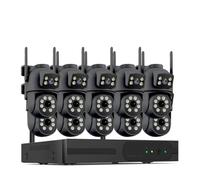 PGVRHCWG CCTV WiFi à Double Objectif 4K 8MP à Double écran | Kit de surveillance suivi automatique de la sécurité des caméras IP P2P 16CH NVR PTZ(2T,16CH NVR 10 Cameras,AU Plug)