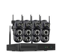PGVRHCWG CCTV WiFi à Double Objectif 4K 8MP à Double écran | Kit de surveillance suivi automatique de la sécurité des caméras IP P2P 16CH NVR PTZ(1T,16CH NVR 8 Cameras,EU Plug)