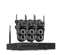 PGVRHCWG CCTV WiFi à Double Objectif 4K 8MP à Double écran | Kit de surveillance suivi automatique de la sécurité des caméras IP P2P 16CH NVR PTZ(2T,16CH NVR 6 Cameras,EU Plug)