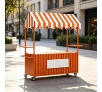 PGZMDTWI Stand de marché en fer avec auvent, chariot mobile avec rangement | Roues et espace de rangement pour marchés nocturnes, foires et vente extérieure(D,180cm\70.87in)