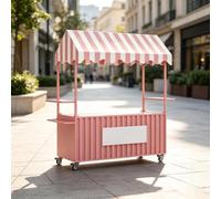 PGZMDTWI Stand de marché en fer avec auvent, chariot mobile avec rangement | Roues et espace de rangement pour marchés nocturnes, foires et vente extérieure(E,100cm\39.37in)